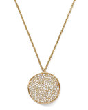 18K Gold Stardust Wavy Disc Pendant Necklace with Diamonds, 16-18"