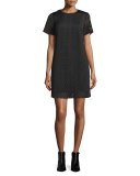 Laser-Cut Neoprene T-Shirt Dress, Black