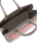 Pandora Demi Vitello & Crocodile Small Tote Bag, Gray/Pink