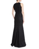Sleeveless Plunging V-Neck Lace Mermaid Gown 