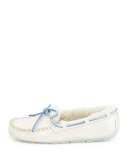 I Do! Shimmery Suede Bridal Dakota Slipper, White