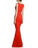 Clori Sleeveless Cross-Front Gown, Red