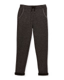 Metallic Jersey Track Pants, Black, Size 2-5