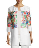 Floral-Inset Crinkle Jacket