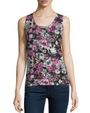 Superfine Orlag Floral Cashmere Tank, Red Multi