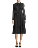 silk chiffon pin dot shirtdress, black/cream
