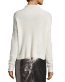 Cashmere Cloud Mock-Neck Pullover, White