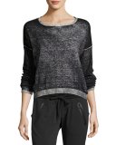 Scoop-Neck Boyfriend Pullover Sweater, Black