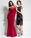 Short-Sleeve Floral Embroidered Cocktail Dress