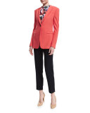 Slim-Leg Stretch-Wool Ankle Pants, Navy Blue