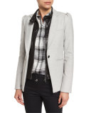 Bodega Single-Button Herringbone Blazer, Light Gray