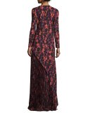 Ikat Printed Pleated-Inset Gown