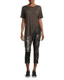 Caliber Tuxedo Camo-Print Vegan Leather Sweatpants