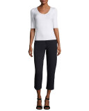 Straight-Leg Cropped Pants, Midnight