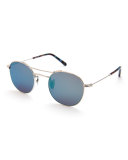 Orleans Mirrored Metal Universal-Fit Sunglasses, Titanium/Blue Steel