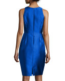 Sleeveless Ruffle-Trim Satin Cocktail Dress, Royal