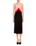 Leslie Colorblock Slip Dress, Black