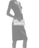 Crocodile Front-Flap Bar Clutch Bag, Silver Wash White 