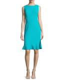 Ruffled-Hem Sleeveless Dress, Cyan