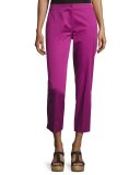 Flat-Front Capri Pants, Fuchsia