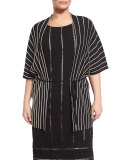 Mito Short-Sleeve Striped Belted Jacket, Plus Size  