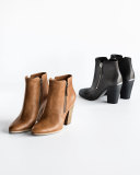 Denver Leather 75mm Bootie, Dark Caramel