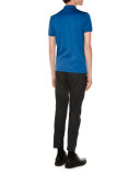 Embroidered-Logo Short-Sleeve Polo Shirt, Blue
