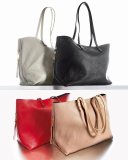 Dilan East-West Leather Tote Bag, Black