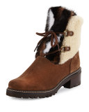 Furnace Shearling Fur Hiker Boot, Brown