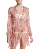 Muslin Floral-Print Sheer Coverup