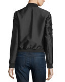 Lace-Trim Bomber Jacket, Onyx