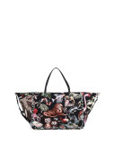 Tree of Life Large Reversible Tote Bag, Black Multi