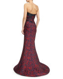 Strapless Floral-Print Mermaid Gown, Floral