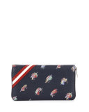 Printed Leather Zip-Around Wallet, Dark Blue