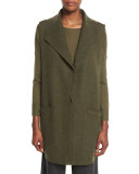 Boiled Wool Long Vest, Caper  