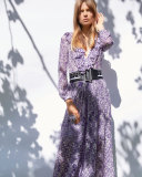 Ruffled V-Neck Wide-Leg Jumpsuit, Purple
