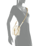 Grove Perforated Leather Shoulder Bag, White