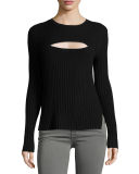 Overlap Rib Sweater, Black
