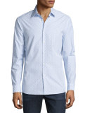 Watson Diamond-Print Mouline Long-Sleeve Sport Shirt