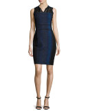 Cassandra Striped Tweed Sheath Dress, Black Multi