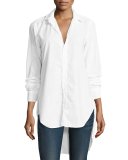 Grayson High-Low Button-Down Shirt, White