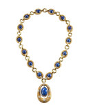 18K Yellow Gold & Lapis Sautoir Necklace with Diamonds