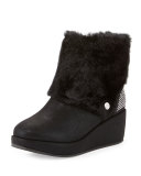 Gia Faux-Fur Microsuede® Bootie, Black, Youth