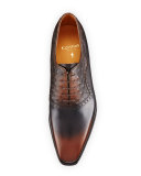 Wilfrid Ostrich & Leather Oxford Shoe, Brown