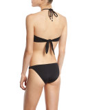 Gathered Halter Swim Top, Black