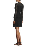 Solid Zigzag Long-Sleeve Peplum Dress