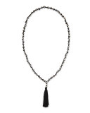 Black Agate Tassel Necklace, 31"
