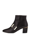 Chill Leather Buckle Bootie, Black