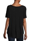 Slub Jersey Cotton Boyfriend Tee, Black