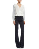 Tide Line Boot-Cut Sailor Pants, Indigo